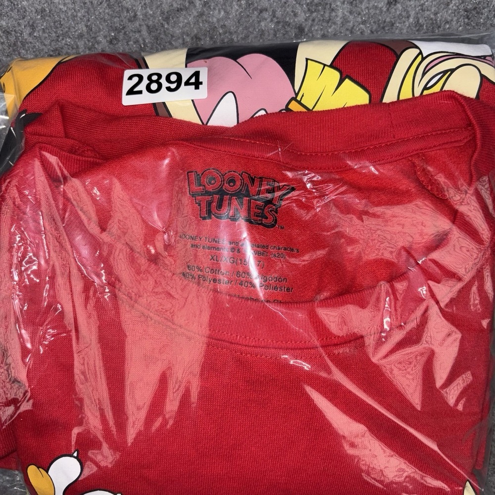 Looney Tunes Sweatshirt Women's Xl Red Pullover Cartoon Bugs Bunny Taz Character - Picture 10 of 10